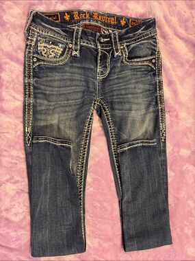 Rock Revival size 24 skinny jeans, Amiel style, with Contrast Stitching